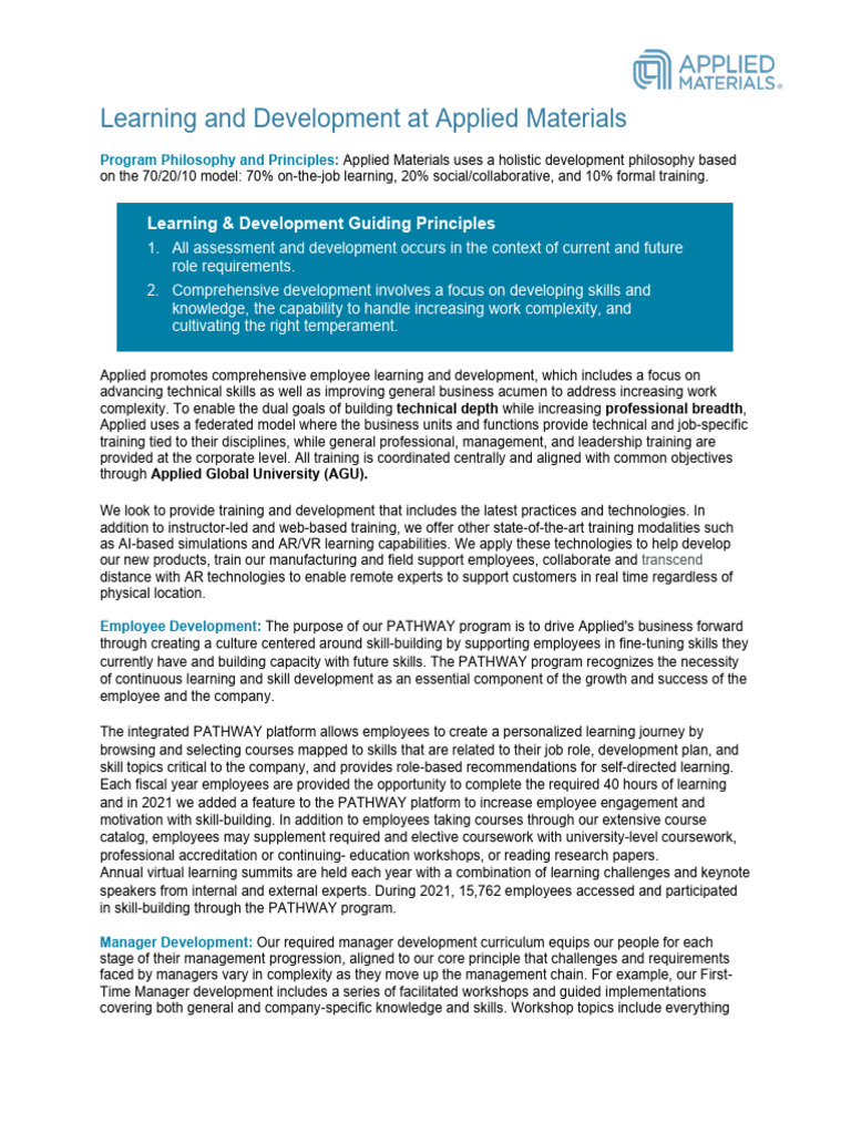 Learning and Development at Applied Materials | PDF | Learning | Leadership