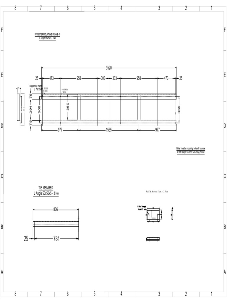Inverter Mounting Frame - 1 L Angle 75x75x5 - 1no: Ø12X20MM Slot @8 Nos ...