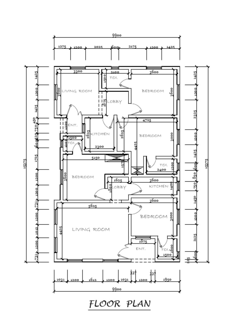 2 Bedroom Semi-Detached House Plans | PDF | Room | Home