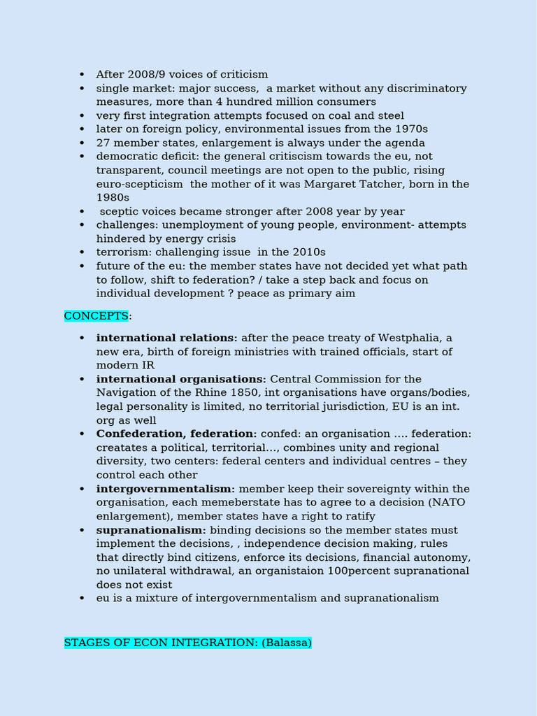 Eu Integration Lectures | PDF | European Union | European Integration