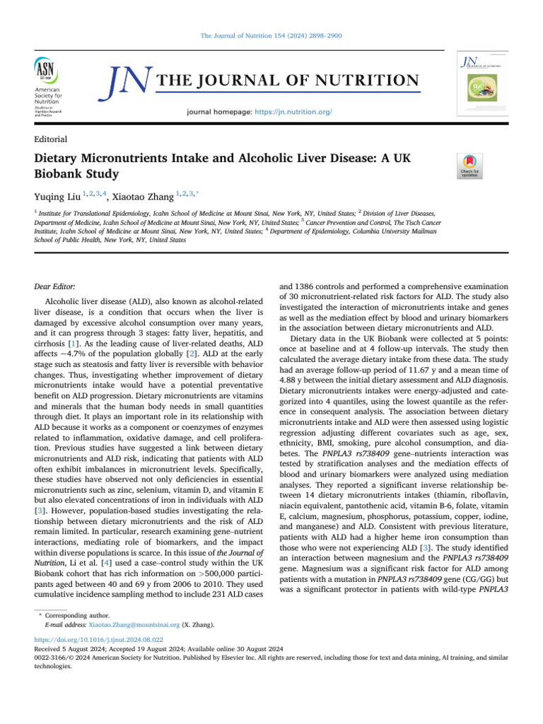 Micronutrients and Alcoholic Liver Disease | PDF | Cirrhosis | Nutrients