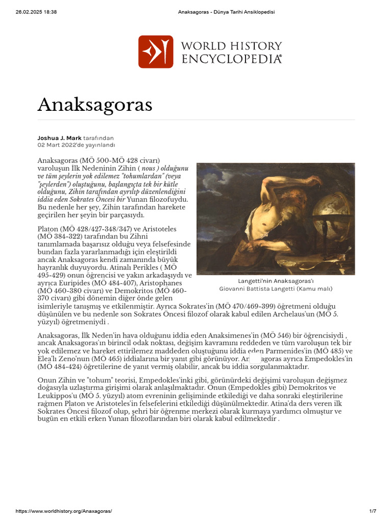 Anaksagoras: Zihin ve İlk Neden Teorisi | PDF | Nothing | Metaphysics