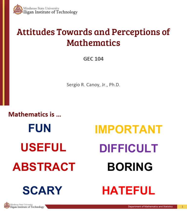 Attitudes and Perceptions of Mathematics | PDF