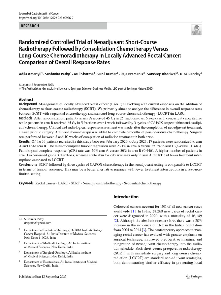 Neoadjuvant Treatments for Rectal Cancer | PDF | Radiation Therapy ...