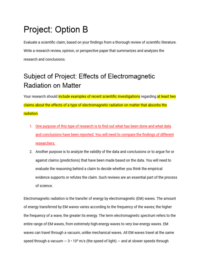 Effects of EM Radiation on Matter Analysis | PDF | Electromagnetic ...