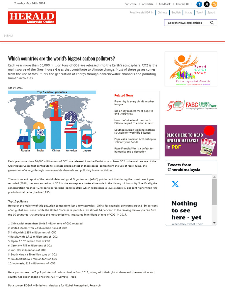 Top 10 Global CO2 Polluting Countries | PDF | Carbon Dioxide | Climate ...
