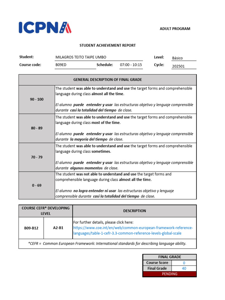 Adult Program Student Achievement Report | PDF | Cultural Globalization ...