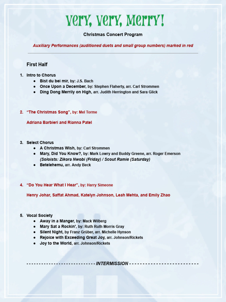 Program - Very, Very, Merry! | PDF