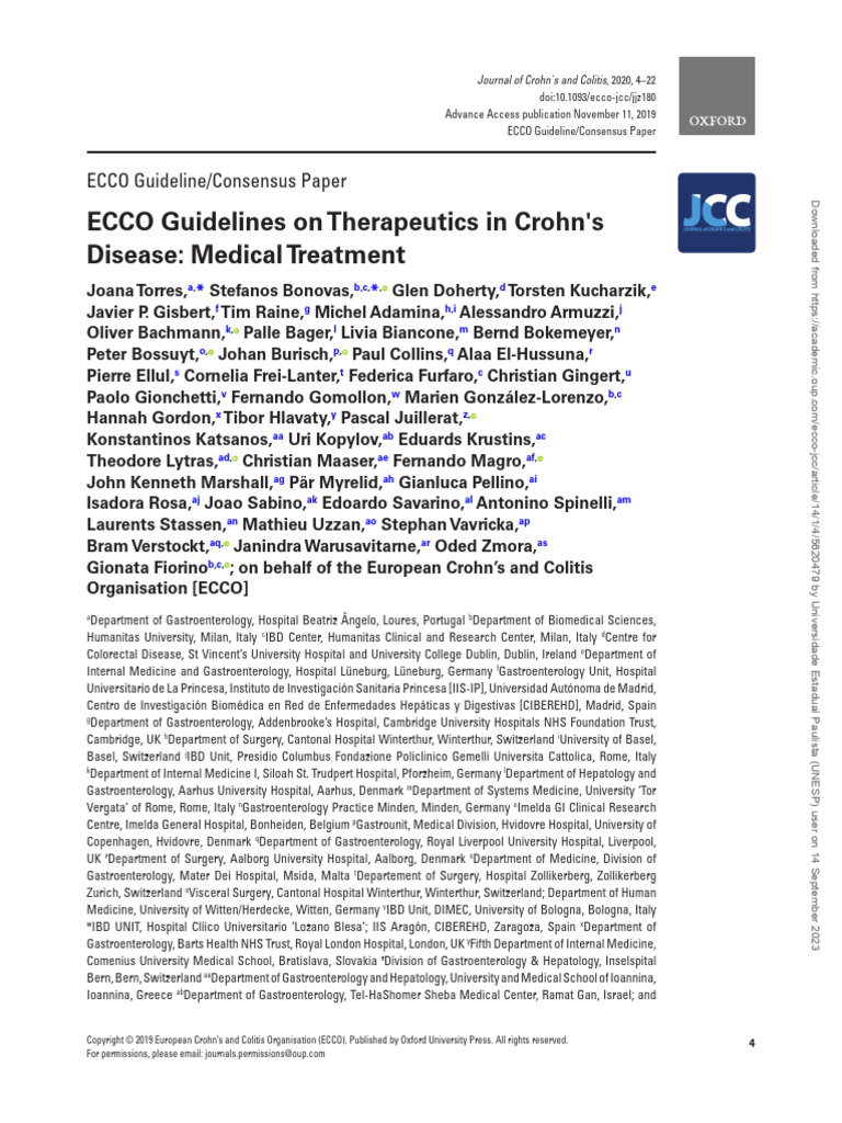 ECCO Guidelines On Therapeutics in Crohn's Disease - Medical Treatment ...