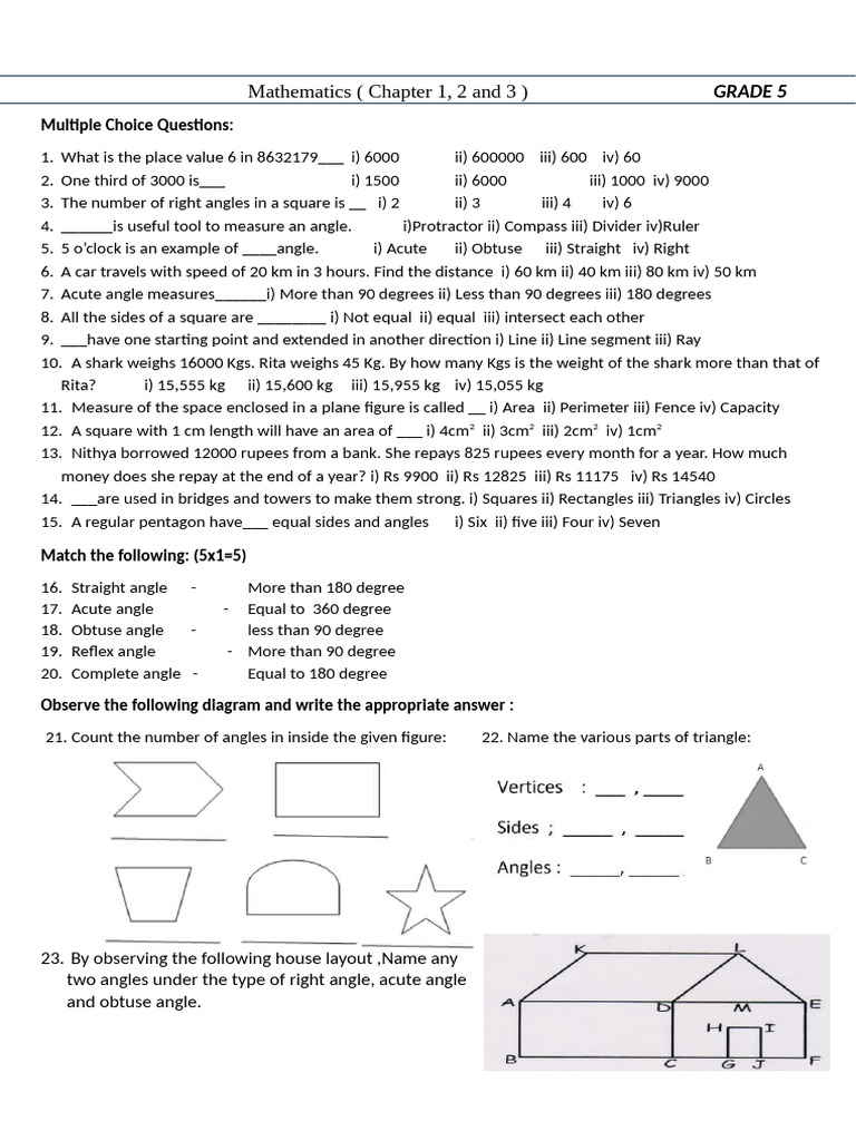 Grade 5 Math ( Ch-1,2,3) | PDF | Elementary Geometry | Euclidean Geometry