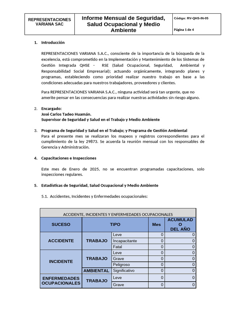 Informe Mensual SST | PDF | Seguridad y salud ocupacional ...
