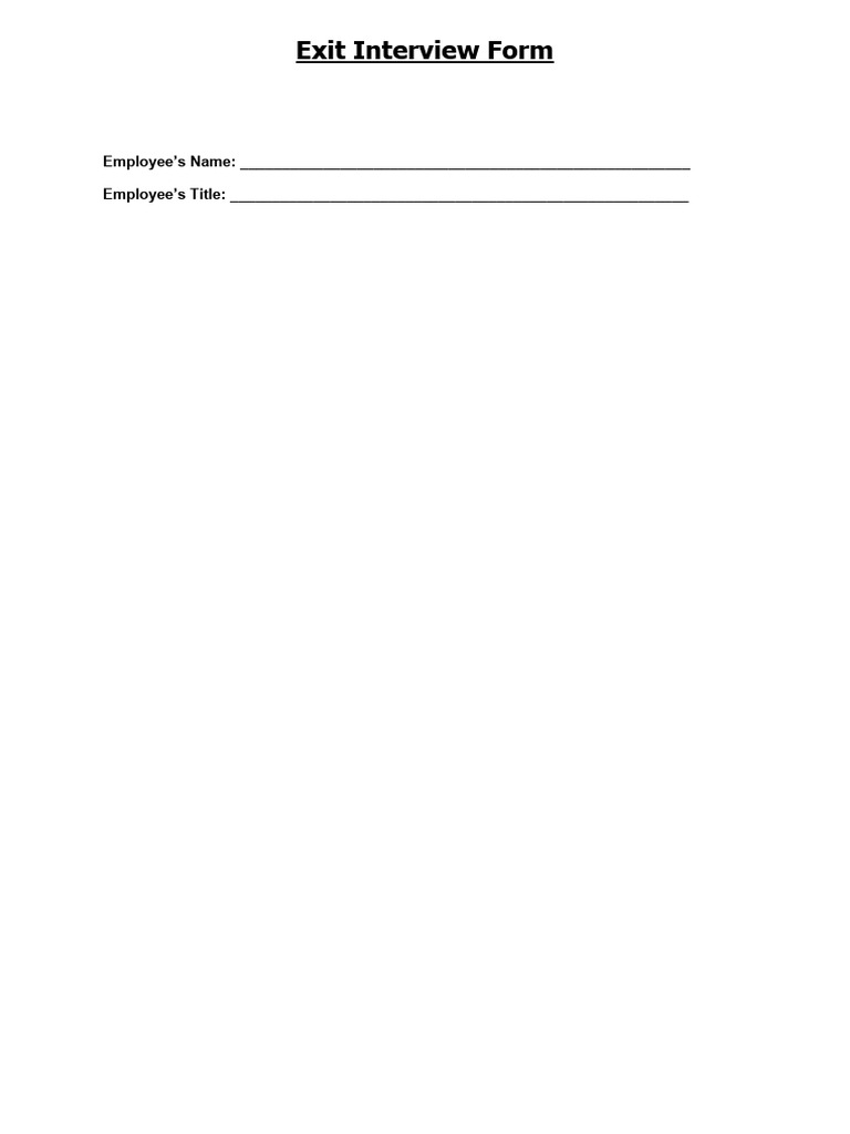 Exit Interview Form | PDF | Industrial Organization | Recruitment
