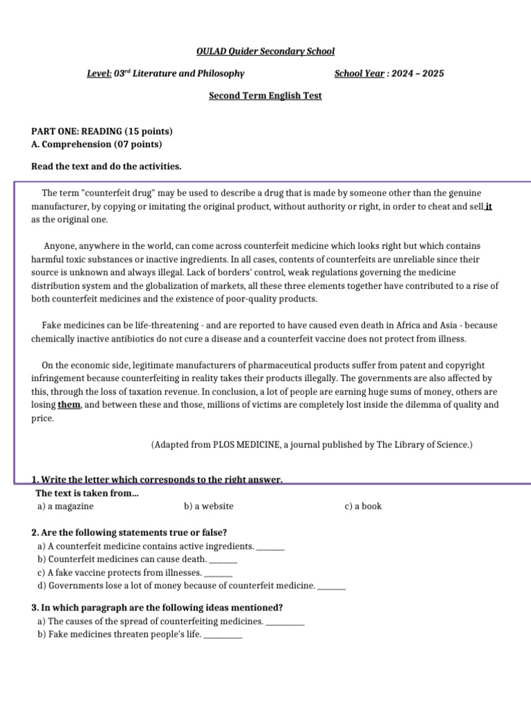 English - Exercise - Text (2 | PDF | Counterfeit