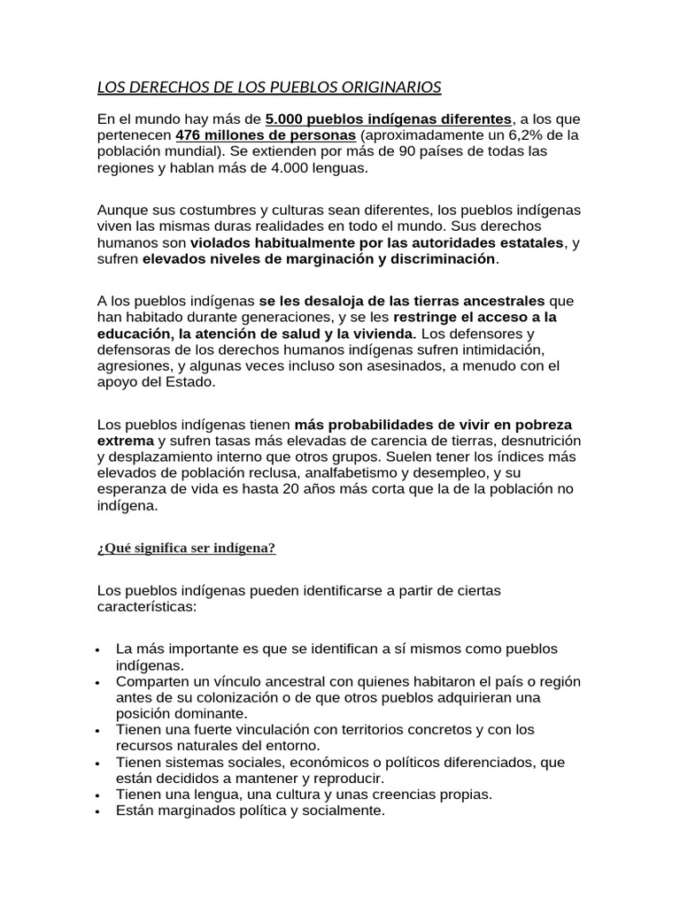 Derechos Humanos de Pueblos Indígenas | PDF | Autodeterminación