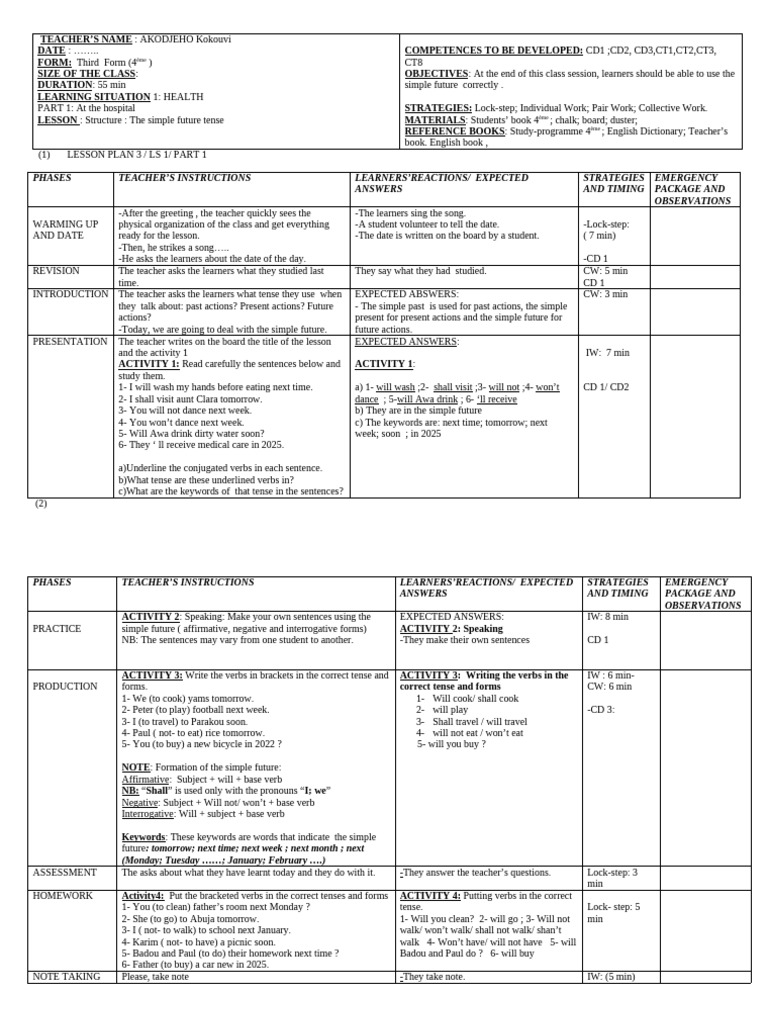 - LS1-PART1 (Simple future) | PDF | Grammatical Tense | Syntax