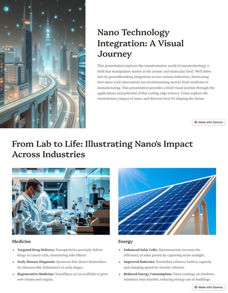 Nano Technology Integration A Visual Journey | PDF