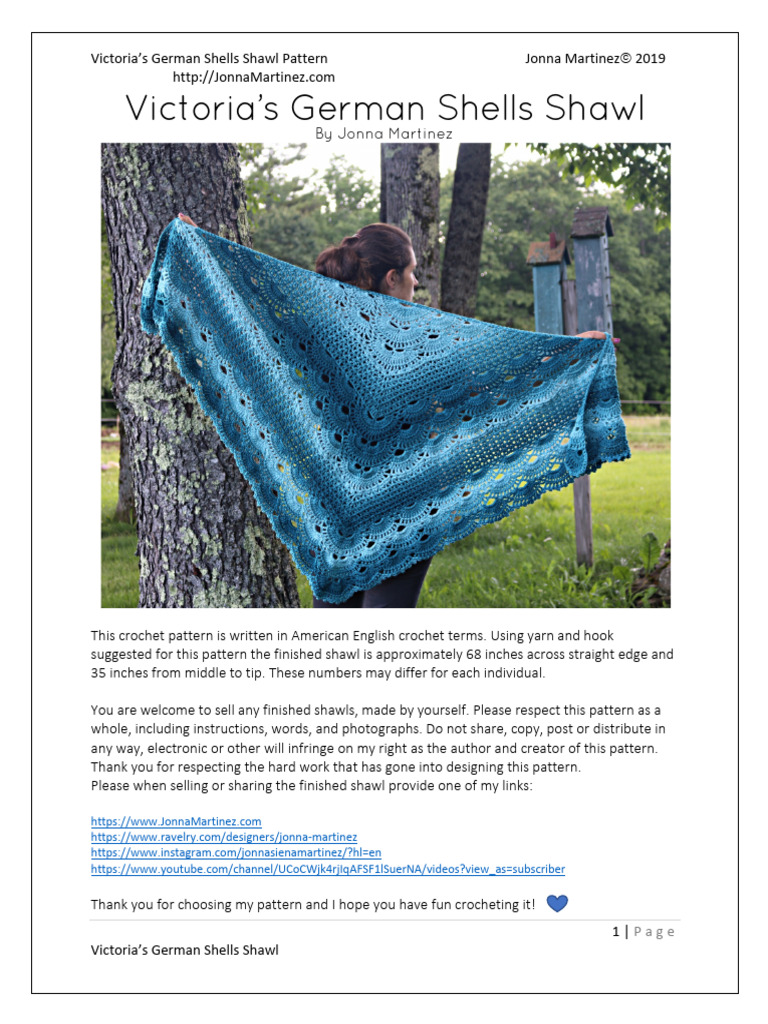 Victoria's German Shells Shawl Pattern | PDF | Crochet | Woven Fabrics