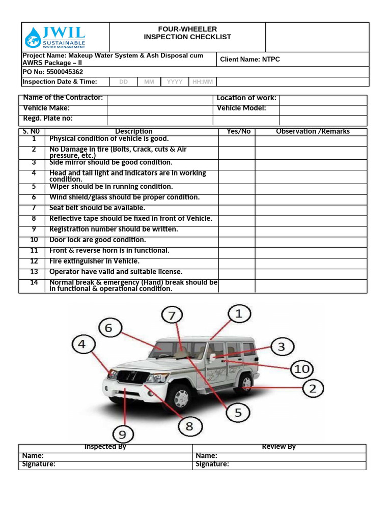 Four-Wheeler Inspection Checklist | PDF
