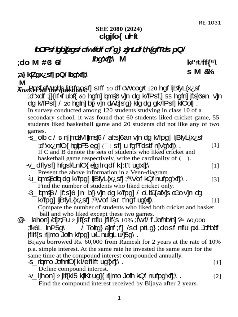 Compulsary Mathematics Model Set 3 | PDF | International Business ...