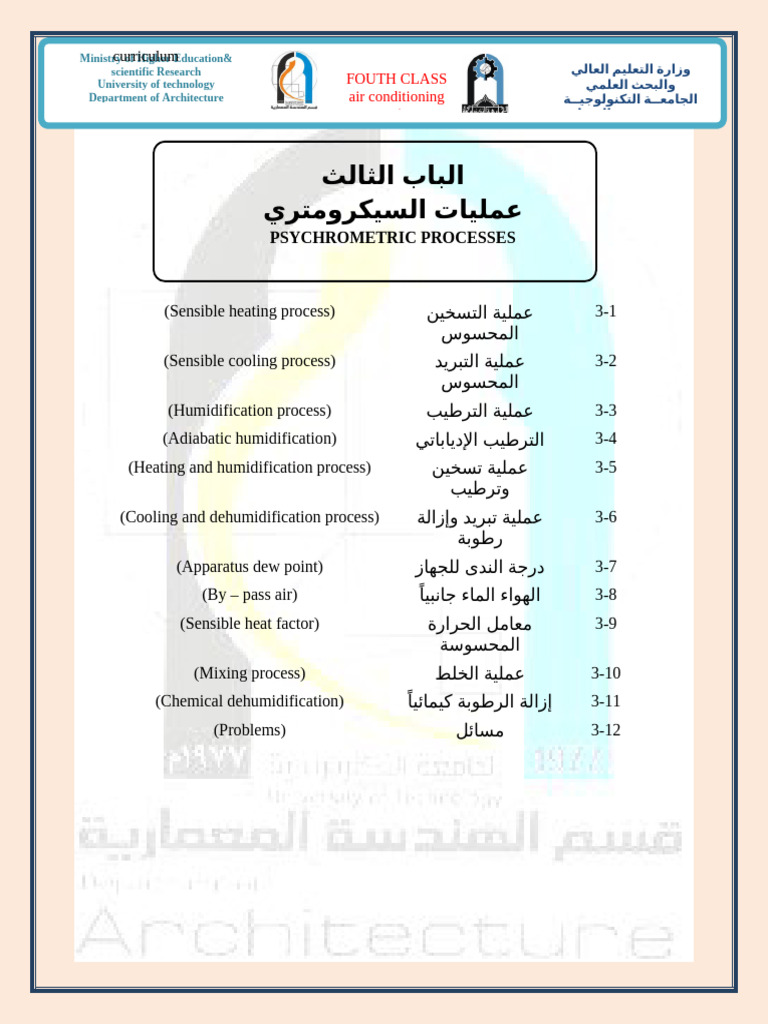 Psychrometric Processes: Curriculum | PDF