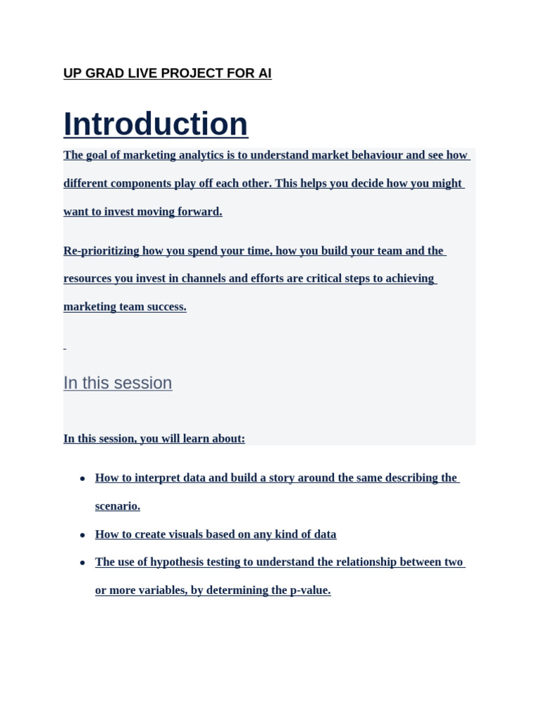 Upgrad Live Project For Ai | PDF | P Value | Dependent And Independent ...
