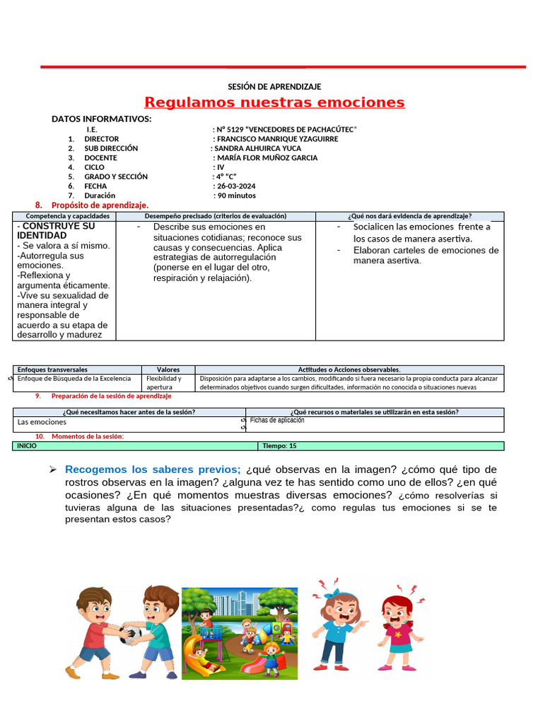 Regulación de Emociones en Clase | PDF | Las emociones | Aprendizaje