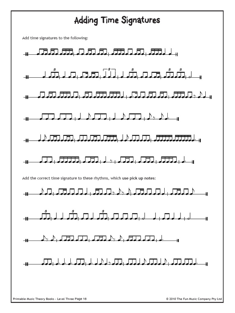 48 Bk3 Adding Time Signatures Worksheet | PDF