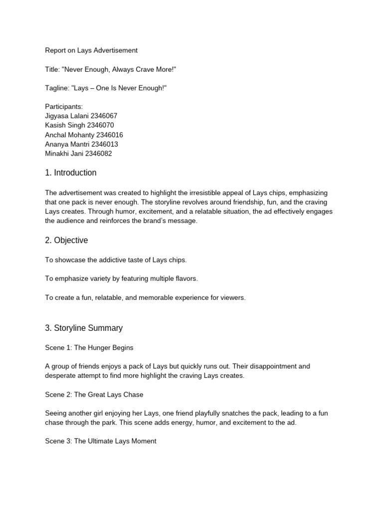 Lays Advertisement Analysis Report | PDF