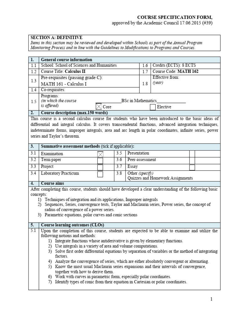 MATH 162 - Calculus II - Spring 2025 | PDF | Integral | Power Series