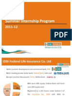 Summer Internship Program - IDBI Federal