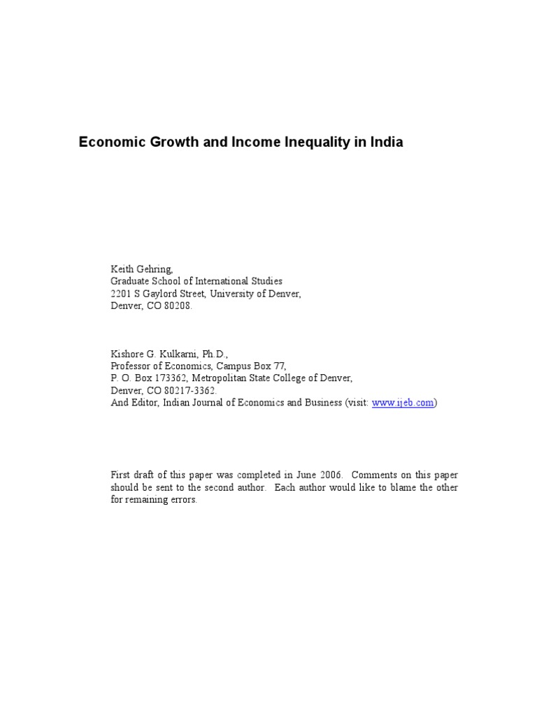 India's Economic Growth vs. Inequality | PDF | Economic Inequality ...