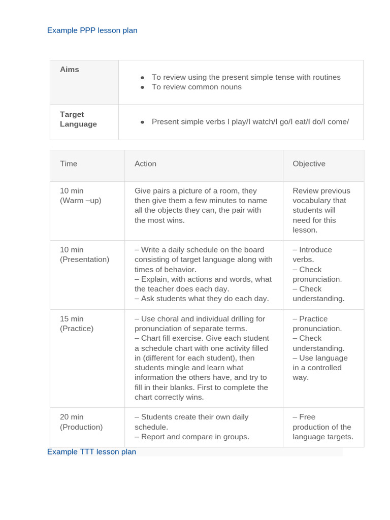 Present Simple Lesson Plan for Routines | PDF | Verb | Languages