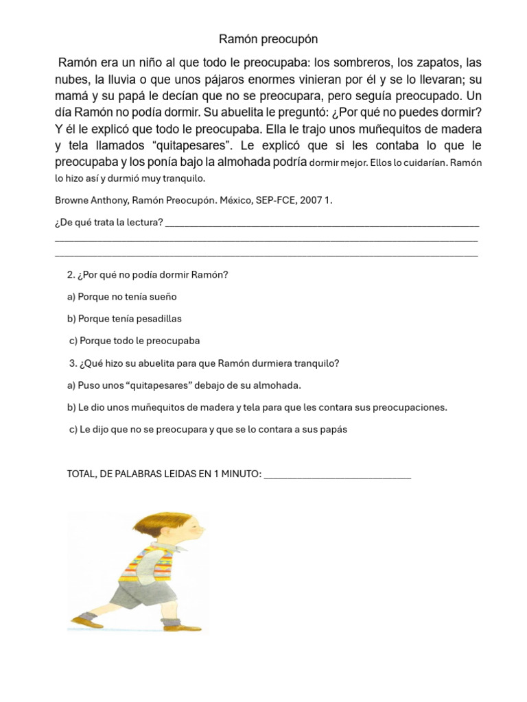 Ramón Preocupón: Cuento y Actividades | PDF