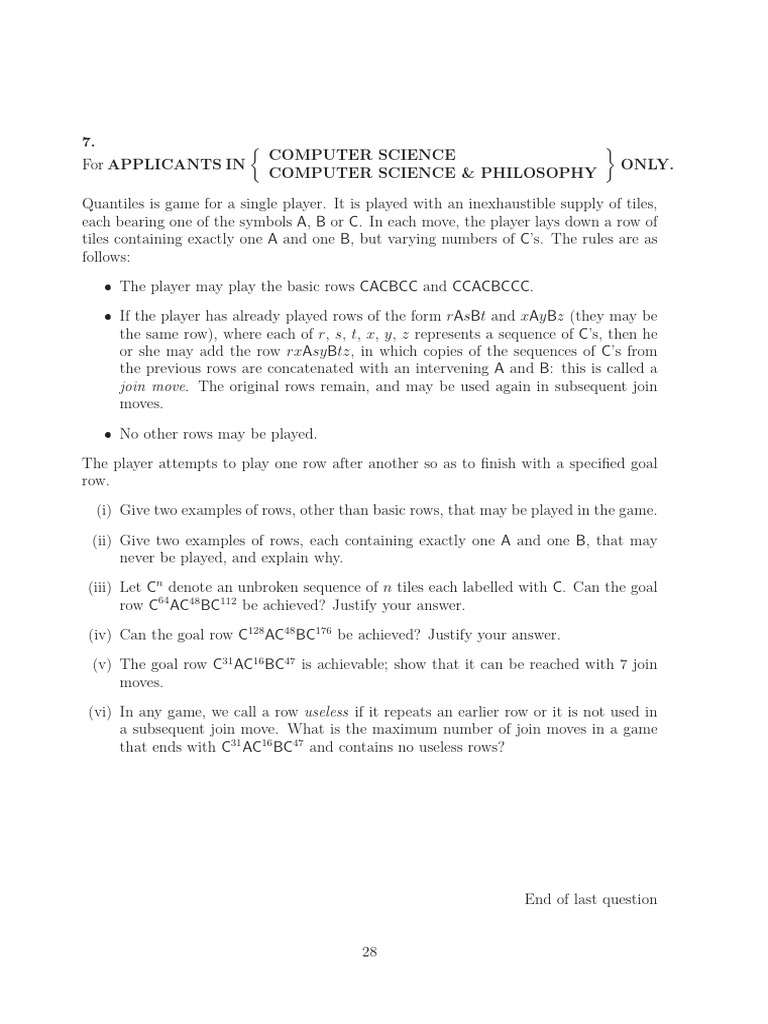 Game Strategies for Quantiles in CS | PDF