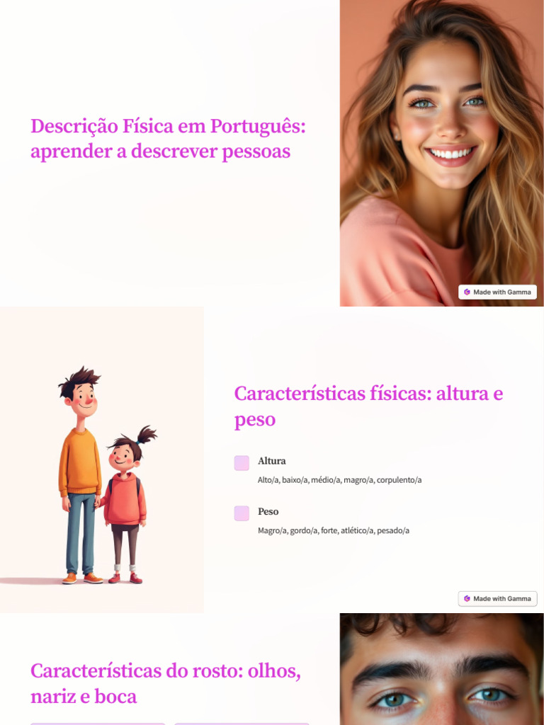 Descricao Fisica em Portugues Aprender A Descrever Pessoas | PDF