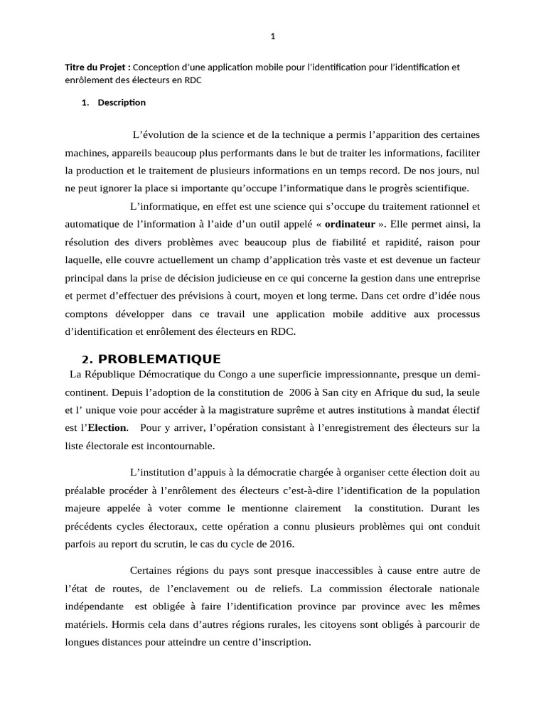 Application mobile pour enrôlement électoral RDC | PDF | Démocratie ...