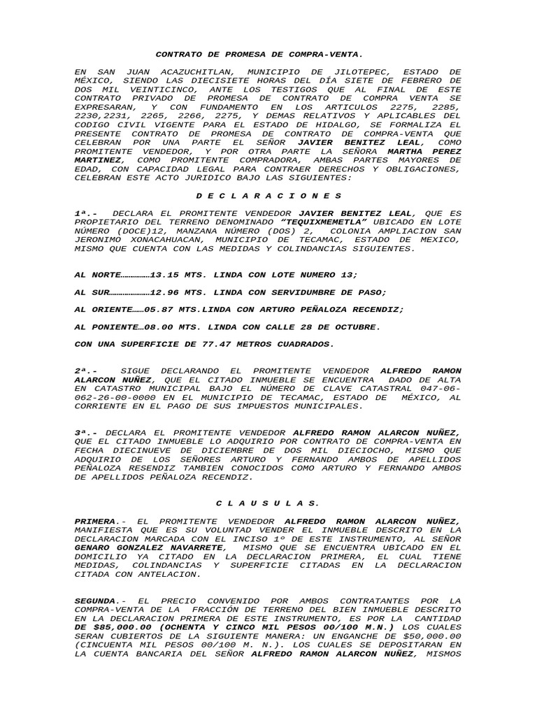 Contrato de Promesa de Compra-Venta | PDF | Ley común | Justicia