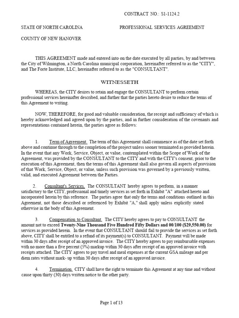 Forte Institute Professional Services Agreement | PDF | Liability ...