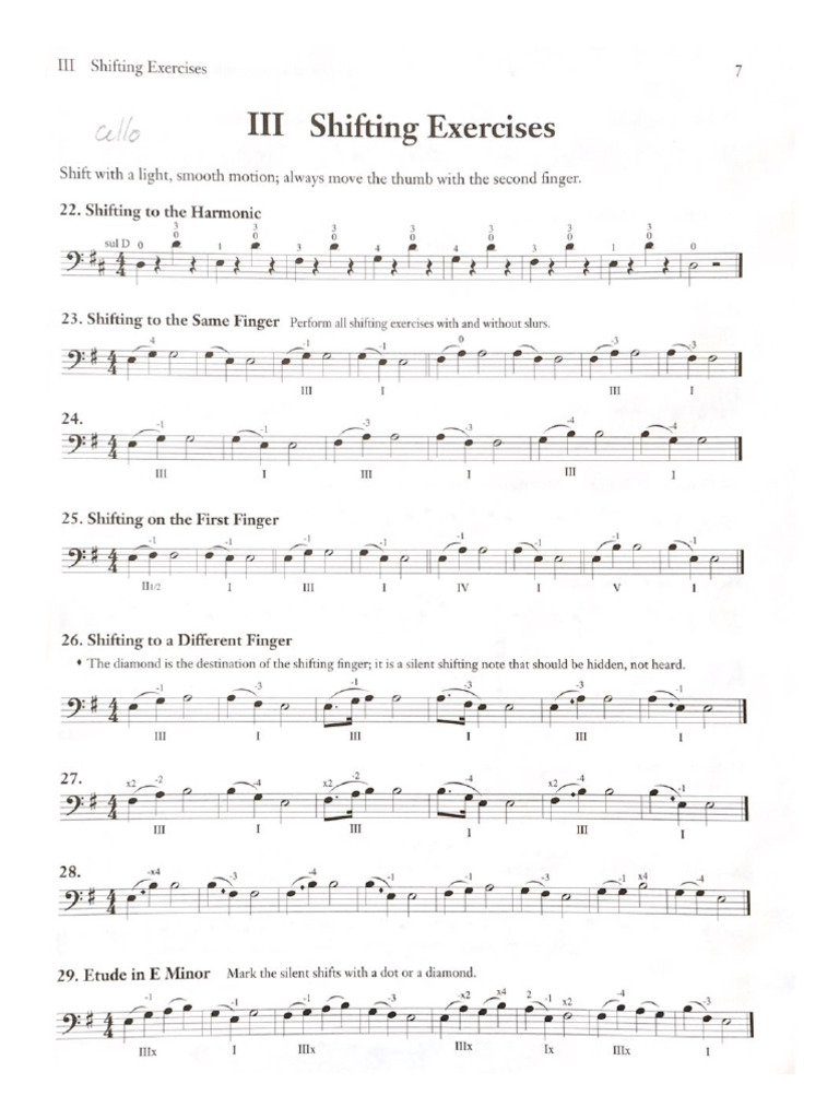 Shifting Exercises - Cello and Bass | PDF