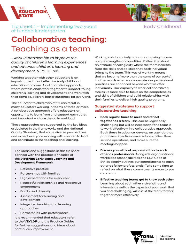 Collaborative Teaching in Early Childhood | PDF | Learning | Reflective ...