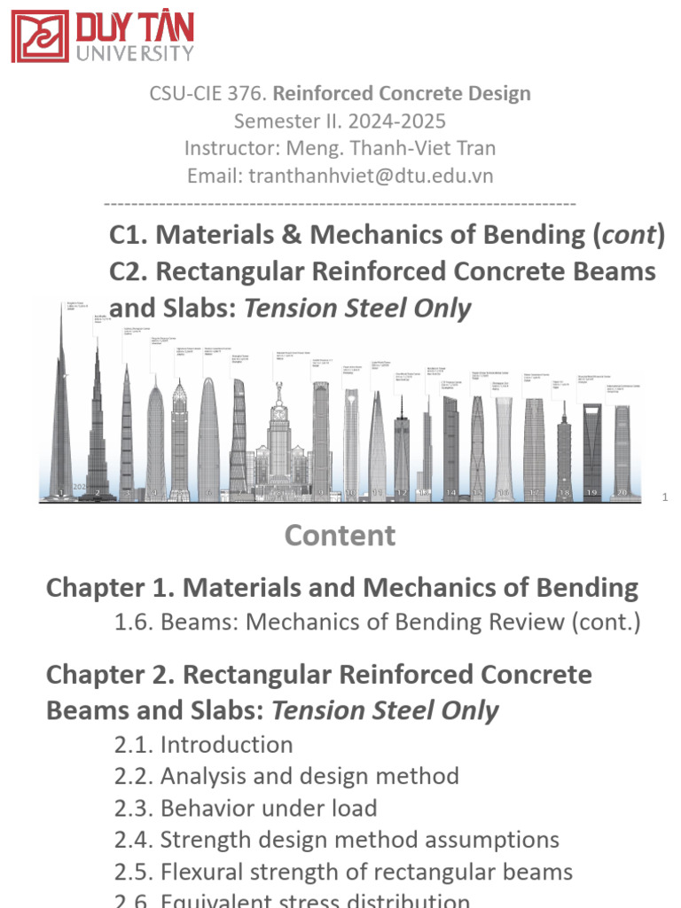 Reinforced Concrete Design Course Guide | PDF | Bending | Reinforced ...
