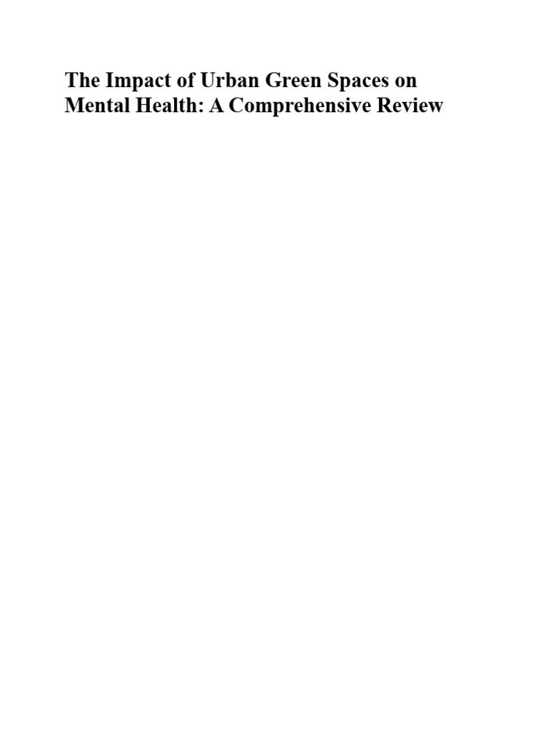 Urban Green Spaces and Mental Health | PDF | Mental Health | Psychology
