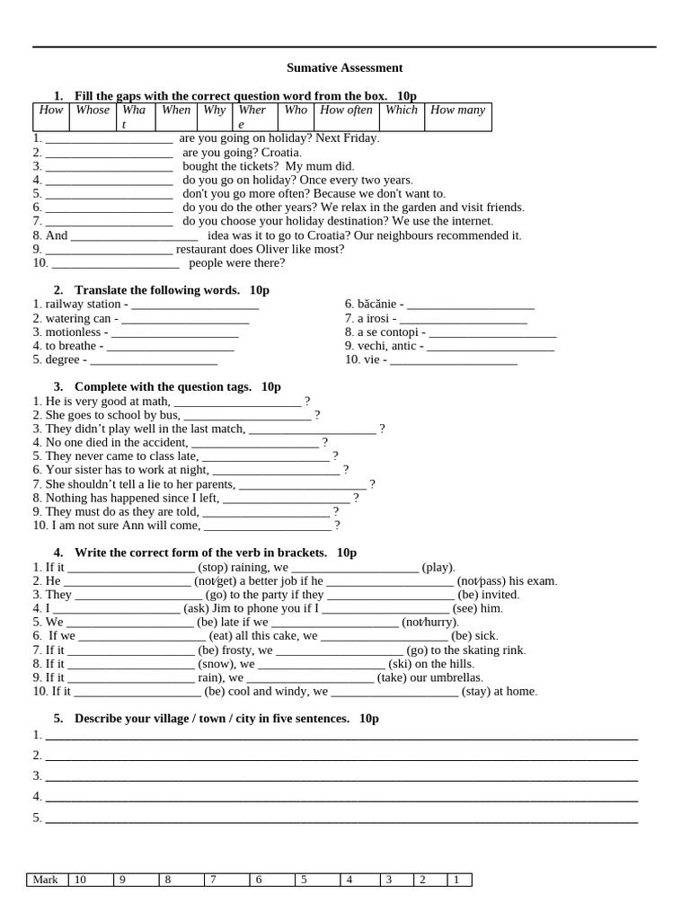 English Language Assessment Exercise | PDF