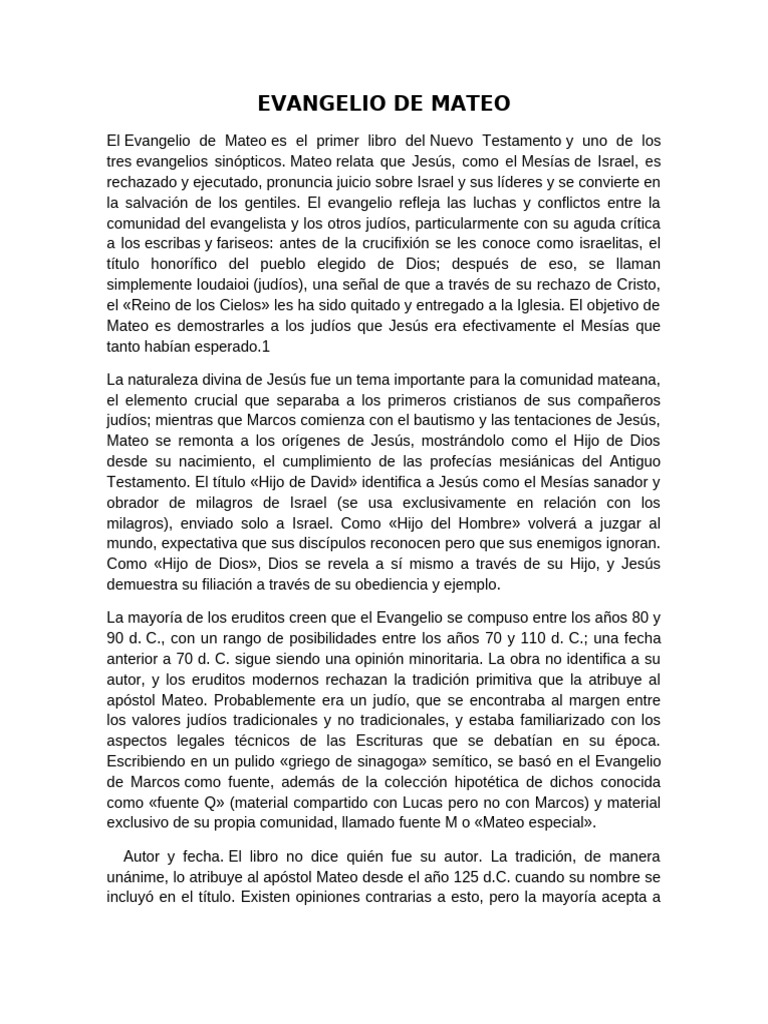 Valores en el Evangelio de Mateo | PDF | Evangelio de Mateo | Jesús