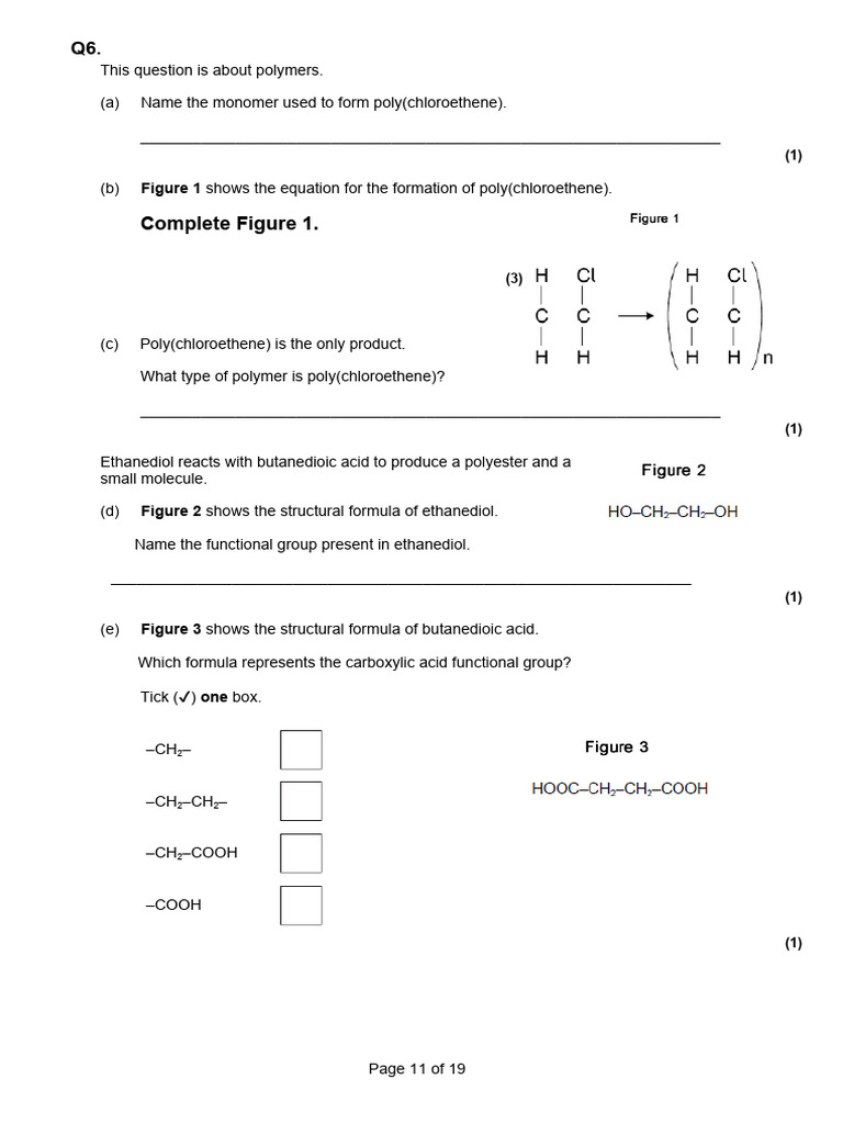 C11 Revision Question Chemistry | PDF | Polymers | Monomer