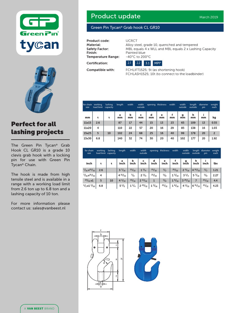 Product Update - Green Pin Tycan® Grab Hook CL GR10 - EN | PDF ...