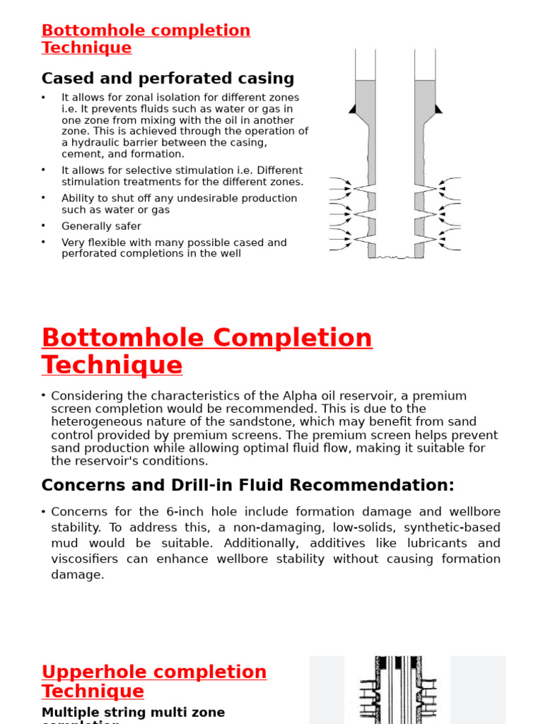 Bottomhole Completion Techniques Overview | PDF | Petroleum Reservoir ...