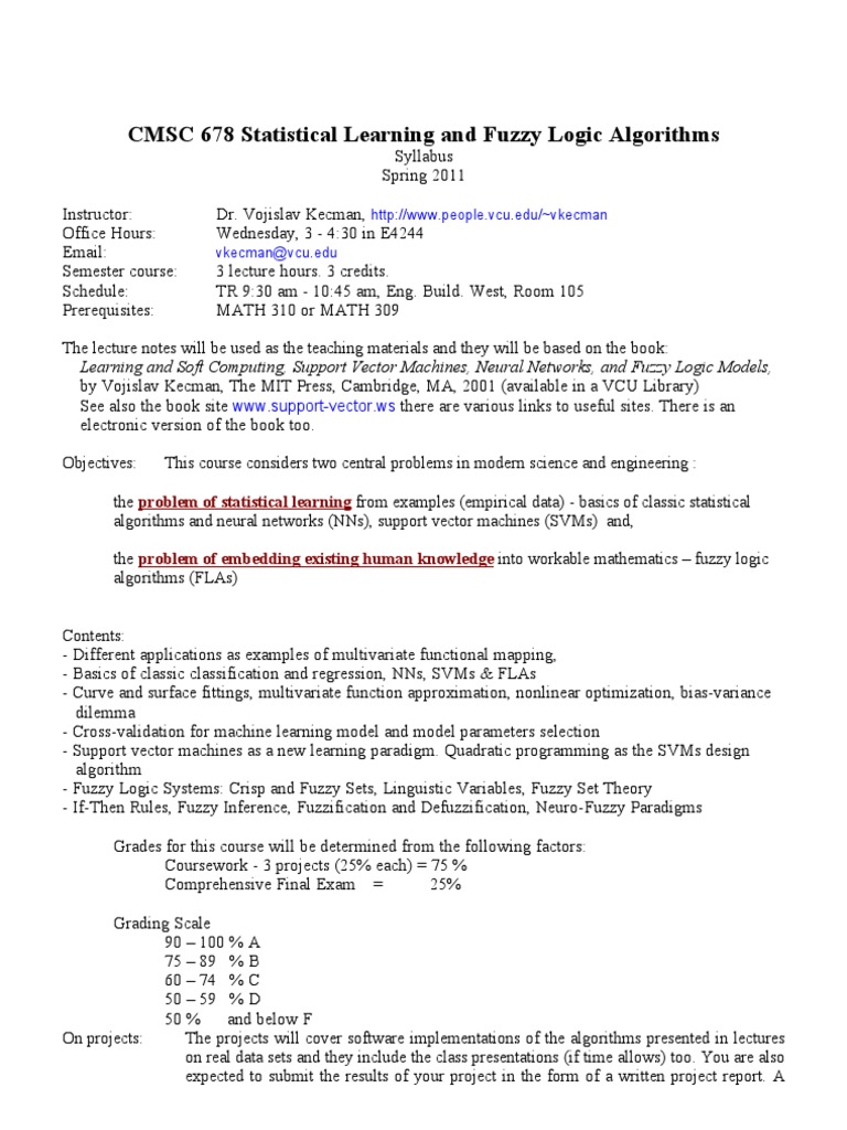 Statistical Learning & Fuzzy Logic | PDF | Support Vector Machine ...