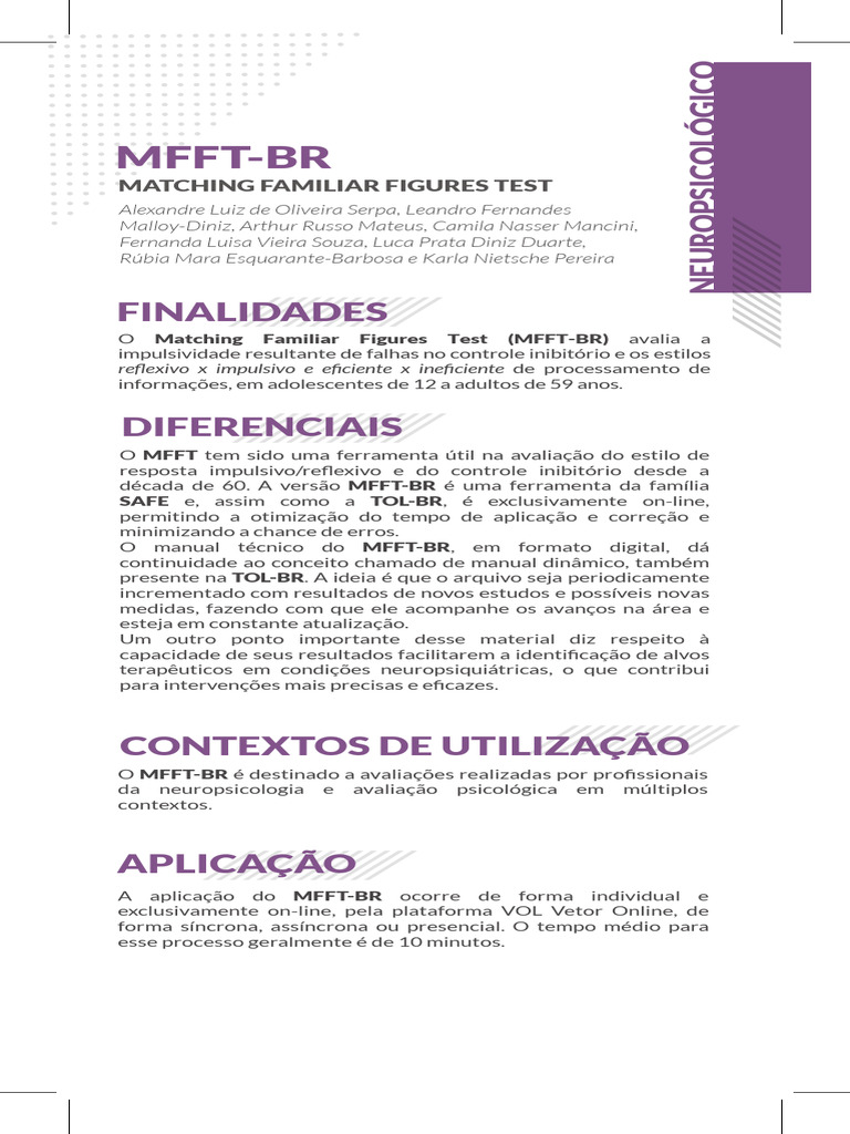 Avaliação MFFT-BR em Neuropsicologia | PDF | Neuropsicologia | Internet
