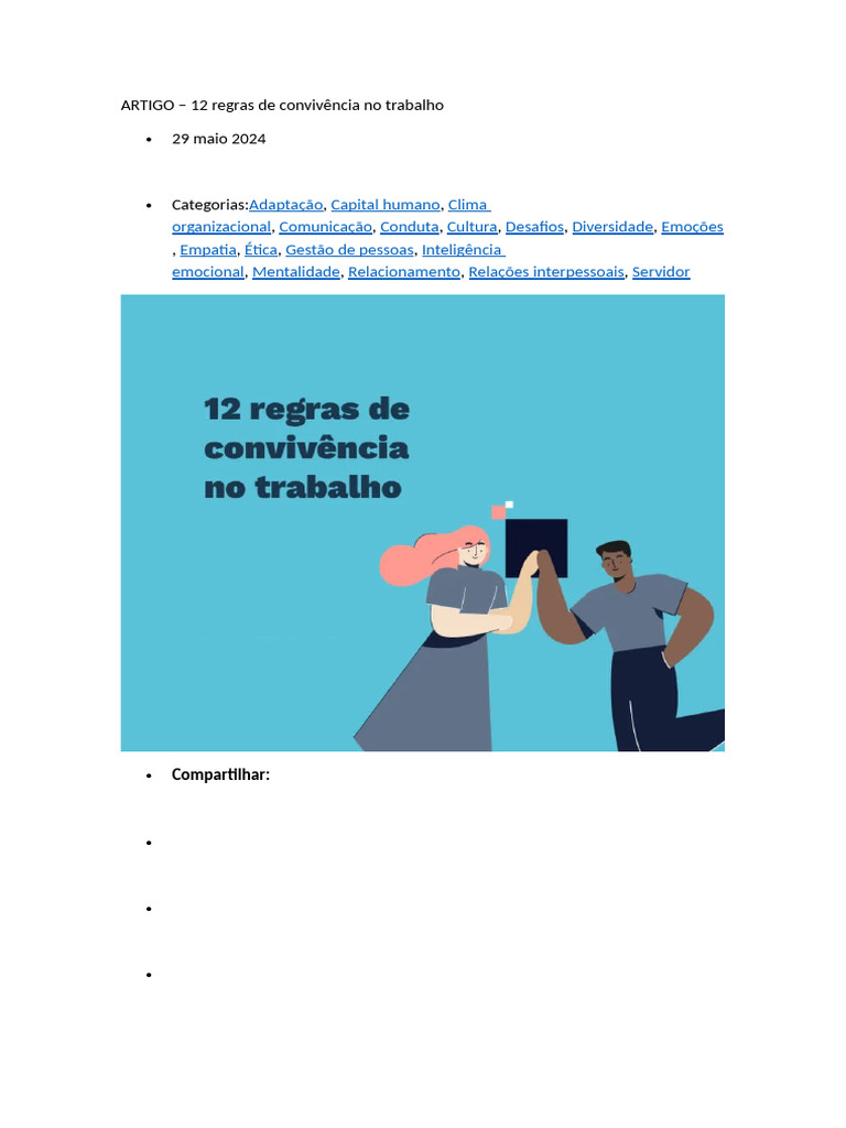 Regras de Convivência no Trabalho | PDF